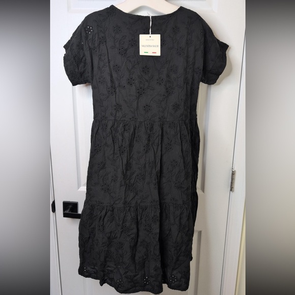 Valentina Naldi Made in Italy Black Eyelet Dress NWT | 100% Cotton | Size M - Picture 5 of 7